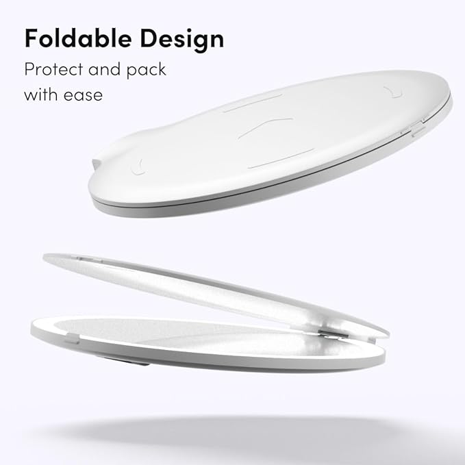 Fancii Abigail Rechargeable Travel Makeup Mirror with LED Light, 8" Foldable Stand, 3 Color Lighting Travel Mirror. Dimmable & Lightweight Portable Vanity Mirror, Beauty Travel Essential