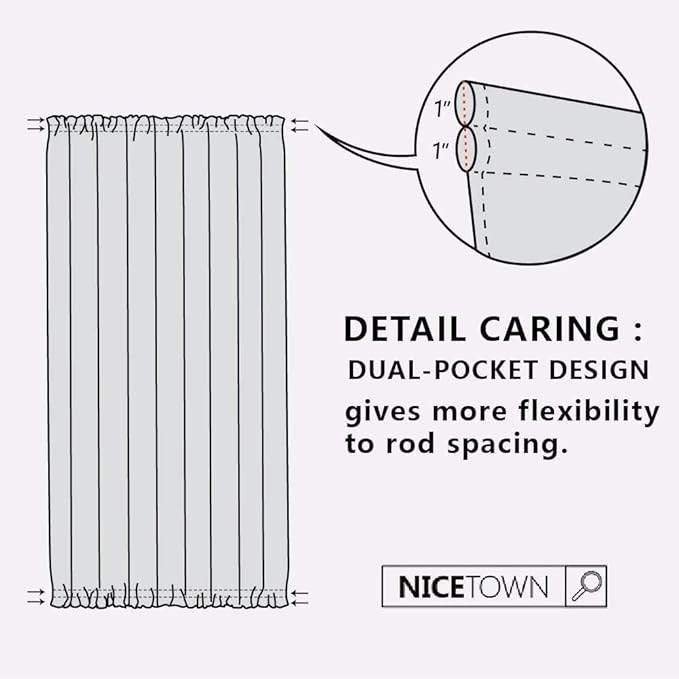 NICETOWN Door Curtain Panel, Grey French Door Curtains Blackout Thermal Insulated Curtain Sidelight Privacy for Window/Living Room/Doorways/Classroom (25W by 72L inches, 1 Panel)