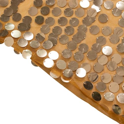 8 feet Gold Big Payette Sequin Fitted Double-Sided U-Shaped Wedding Arch, Round Top Chiara Stand Cover, Spandex Shimmer Tinsel Open Arch Backdrop Stand Cover Wedding Party Reception Decorations