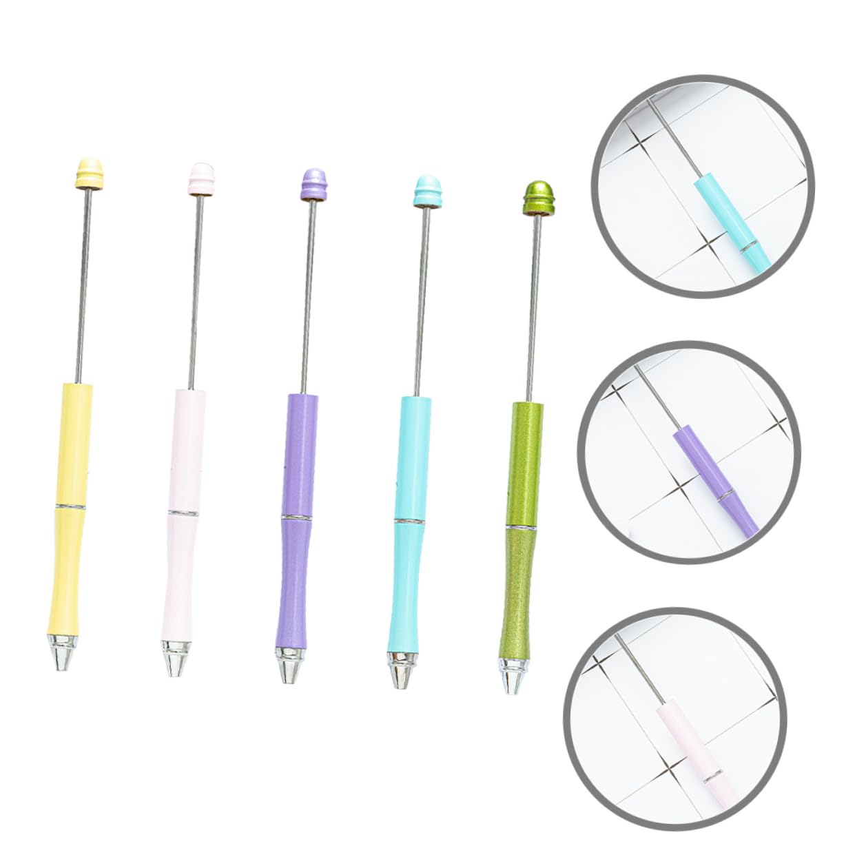 UKCOCO 5pcs Metal Ballpoint Pens Set, Multi-color Pastel Craft Writing Pens for Office, School, DIY Bead Stringing, Household Daily Use