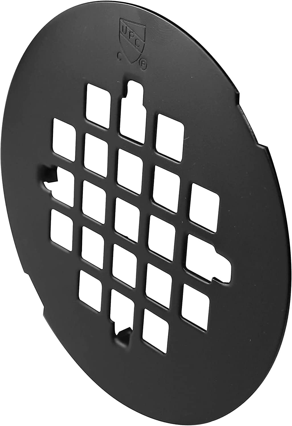 Westbrass A206P-62 2" No-Caulk PVC Compression Shower Drain with 4-1/4" Round Grid Cover, Matte Black