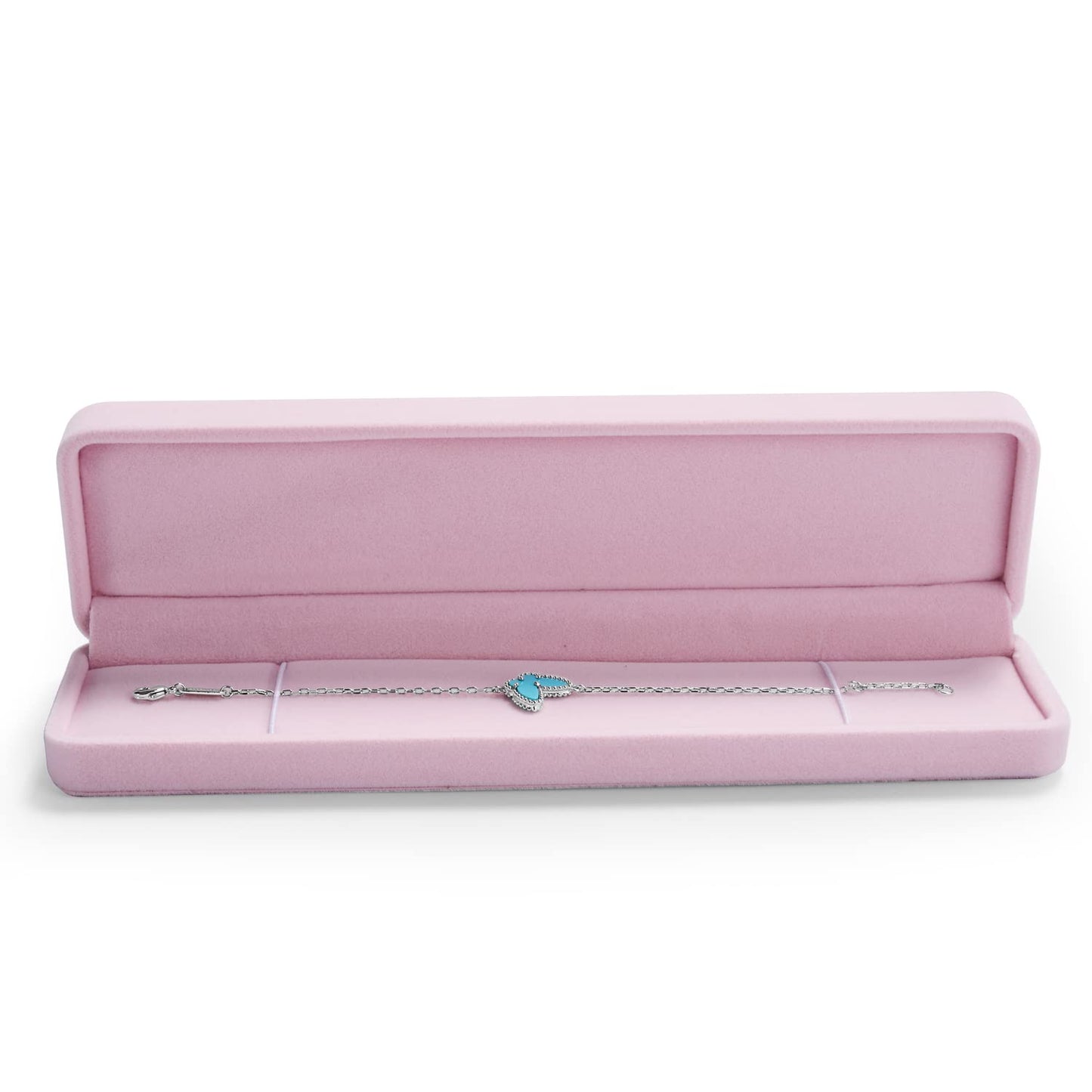 Oirlv Pink Velvet Bracelet Gift Box Long Chain/Necklace Storage Box Jewelry Storage