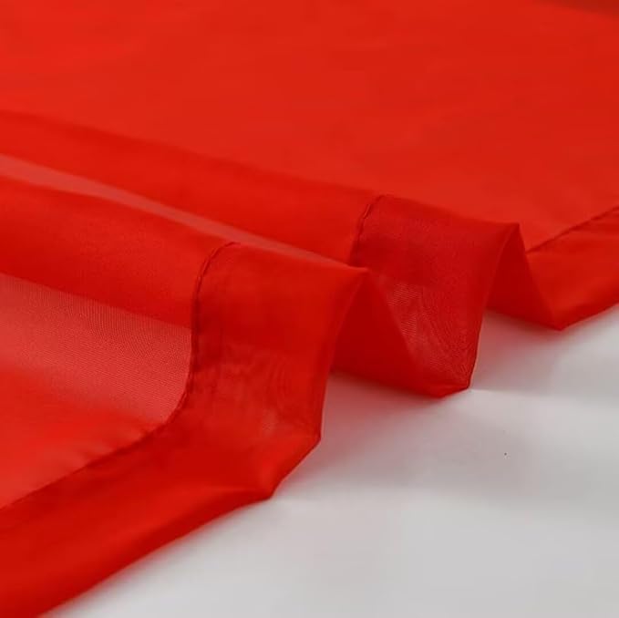 SpaceDresser Basic Rod Pocket Sheer Voile Window Curtain Panels White 1 Pair 2 Panels 42 Width 54 Inch Long for Kitchen Bedroom Children Living Room Yard(Red,42 W x 54 L)