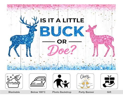 5x3ft Buck or Doe Gender Reveal Backdrop Neutral Tone Wood Photography Background Balloon Arch Setup Banner Photo Studio Props - size: 5x3ft
