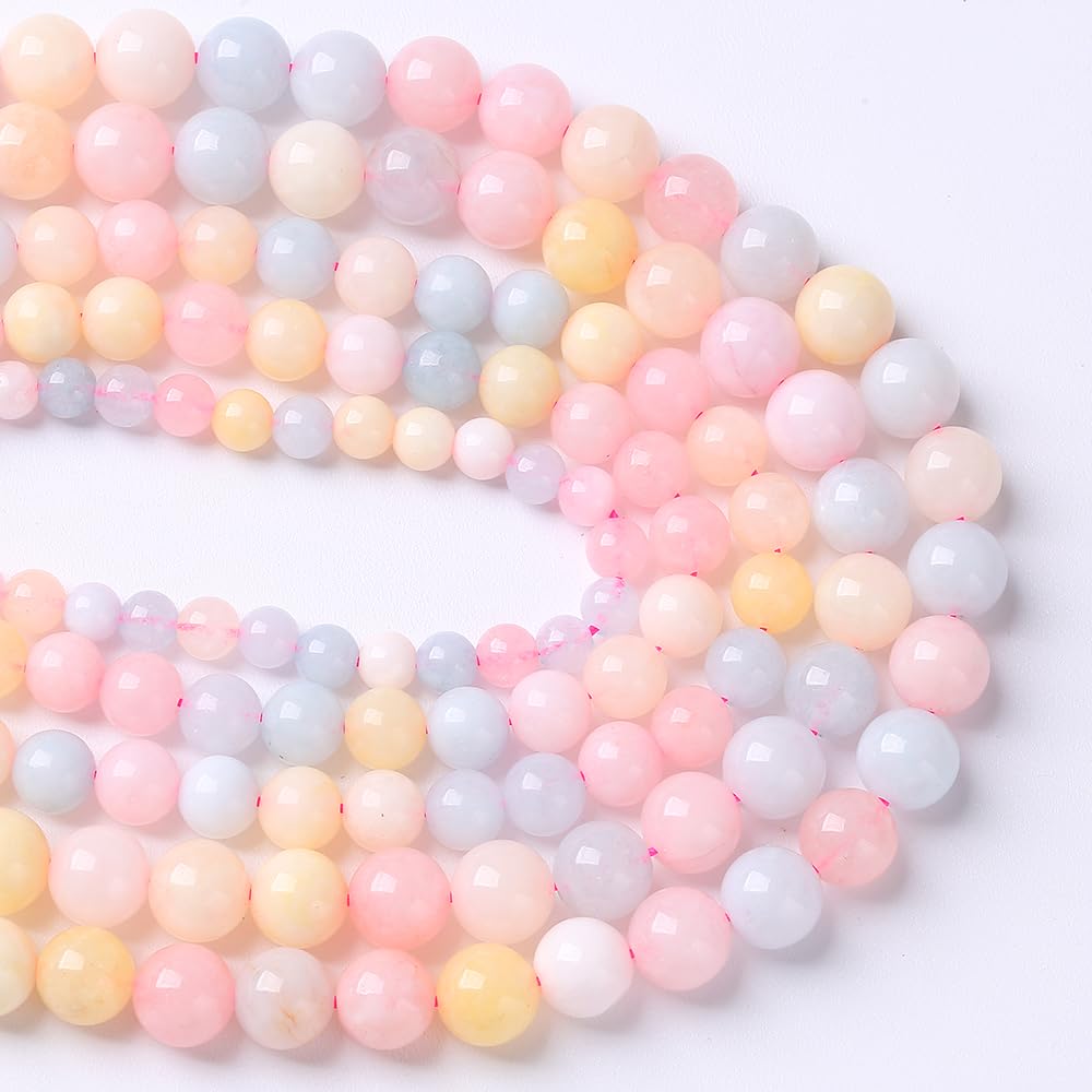 45pcs 8mm Natural Stone Morganite Beads Round Loose Beads for Jewelry Making DIY Bracelets Necklaces Crystal Energy Healing Stone Beads 15" (8mm, Morganite)