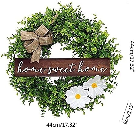 Artificial Christmas Garland Artificial Wreath Christmas Decorations Wreath Xmas Ornament Christmas Wreath Artificial Eucalyptus Leaves Wreath with Wooden Front Door CHRI