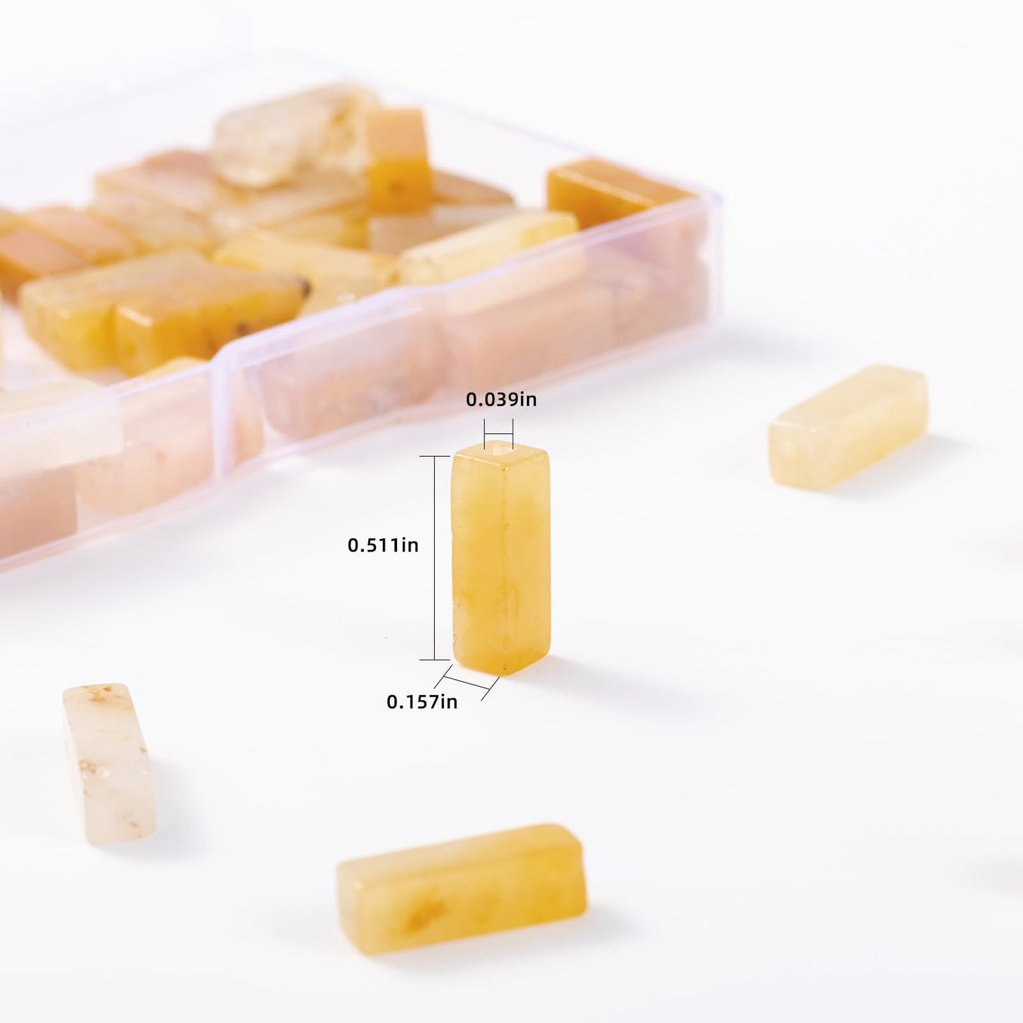 Natural Yellow Jade Rectangle Tube Beads 4x13mm 38cm/str Loose Semi Gemstone Stone Beads for Making Bracelets Necklace Earrings