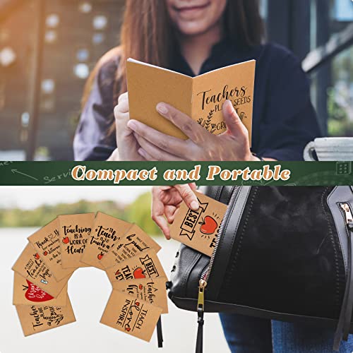 Kosiz 240 Pcs Teacher Appreciation Gifts Bulk Thank You Kraft Notebooks Set Motivational Mini Journal Notebook Inspirational Bamboo Ballpoint Pen Teacher Appreciation Day Gift for School Team Group