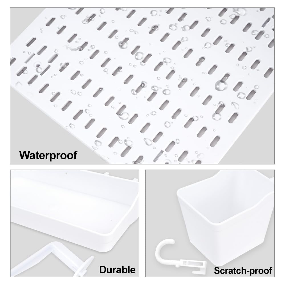 Pegboard Organizer for Wall Organization with 2 Pieces White Peg Board and 11 Accessories Set, Wall Mount Display Storage Kits for Kitchen Bedroom Office Bathroom Crafts Tools