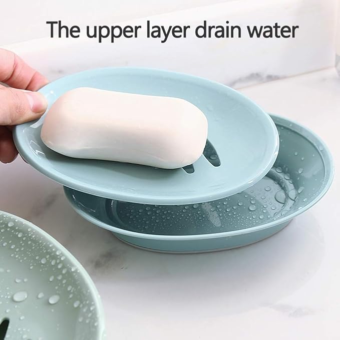 WYOK 2-Pack Soap Dish with Drain Plastic Sponge Holder Easy Cleaning Soap Saver Tray Caddy Keep Dry Stop Mushy for Shower Bathroom Kitchen(Khaki)