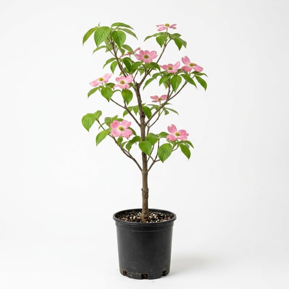 Pink Flowering Dogwood Tree - Cornus Florida in Quart Pot - 12-18" Tall, Live Tree for Pollinator Gardens and Patios