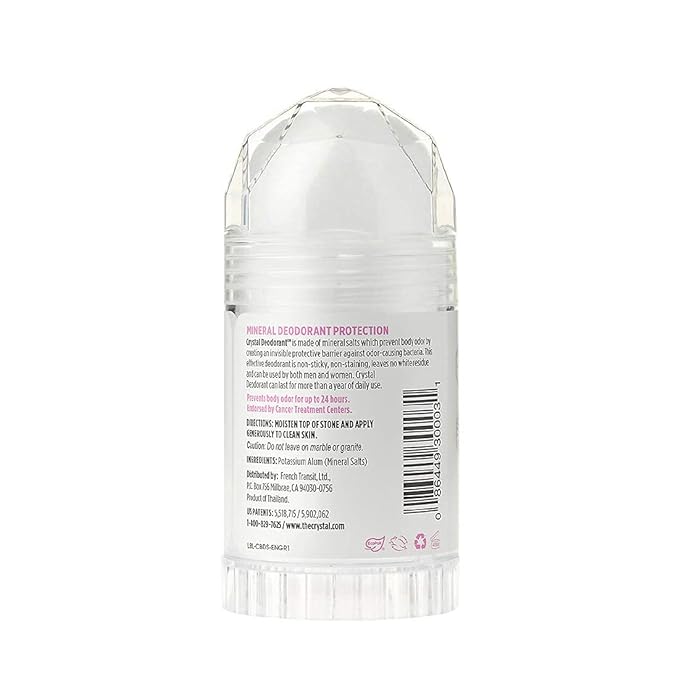 CRYSTAL Mineral Deodorant Stick - Unscented Body Deodorant With 24-Hour Odor Protection, Non-Staining & Non-Sticky, Aluminum Chloride & Paraben Free, 4.25 oz, (2 Pack) (Packaging May Vary)