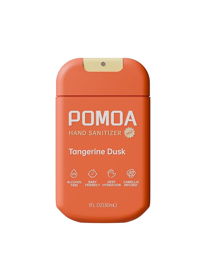 Alcohol Free Hand Sanitizer Spray, Non Irritating, Hydrating and Non Greasy, Gentle Fine Mist, Travel-Friendly Pocket Size 1 Fl Oz, Tangerine Dusk