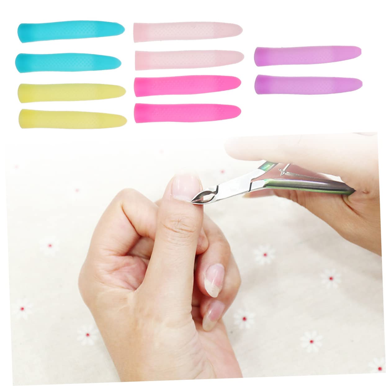 DOITOOL Silicone Anti-Slip Handle Covers for Cuticle Scissors Nail Trimmer Sleeves 6 Pairs Comfortable Grip Protective Nail Art Accessories for Manicure Tools