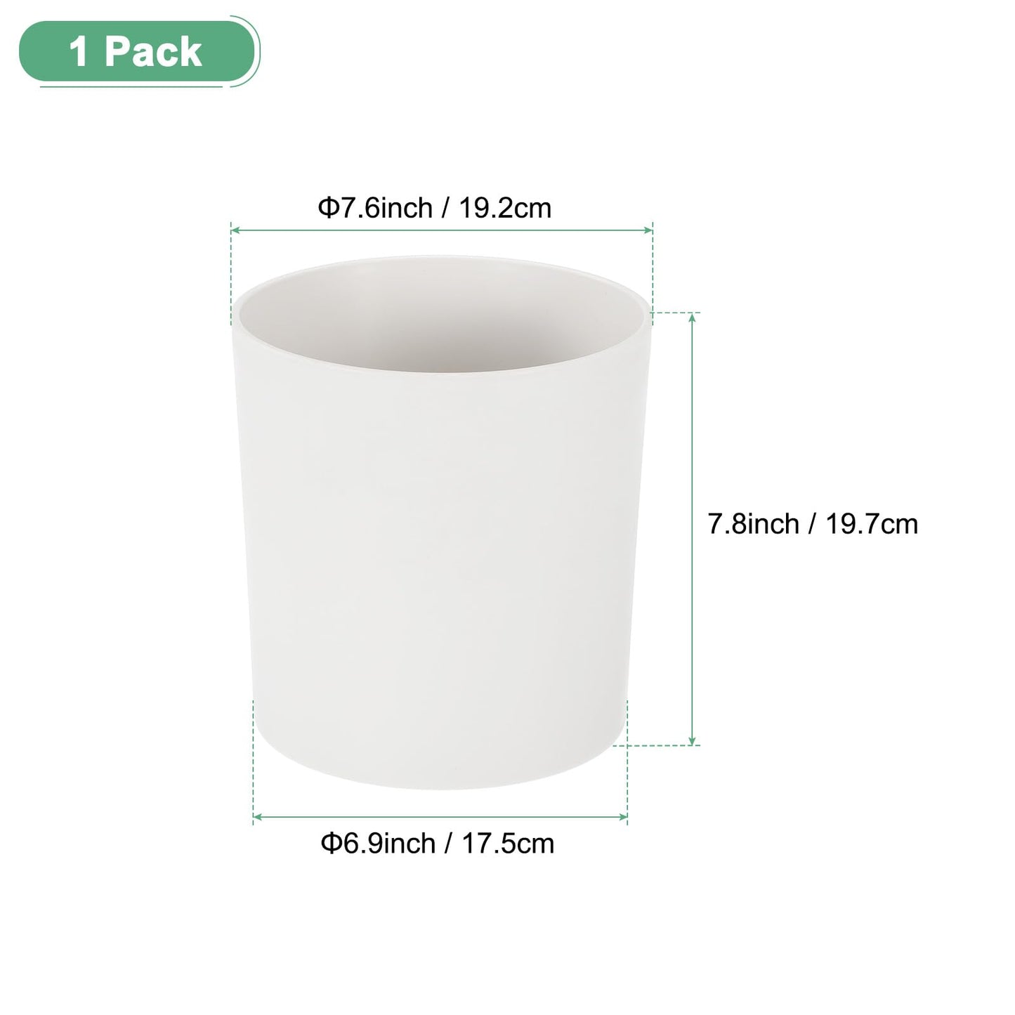M METERXITY 1-Pack Plastic Plant Pot, 8 Inch Plastic Planter Round Flower Planter Containers Flower Pot for Indoor/Outdoor/Garden, Plant Holder [White]