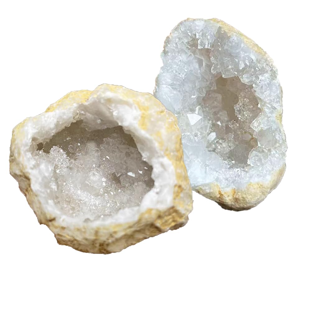 2PCS Natural Raw Stone Healing Crystals Bulk Healing Gemstones for Reiki Tumbling Fountain Rocks Meditation Garden Home Decor (Agate geode)