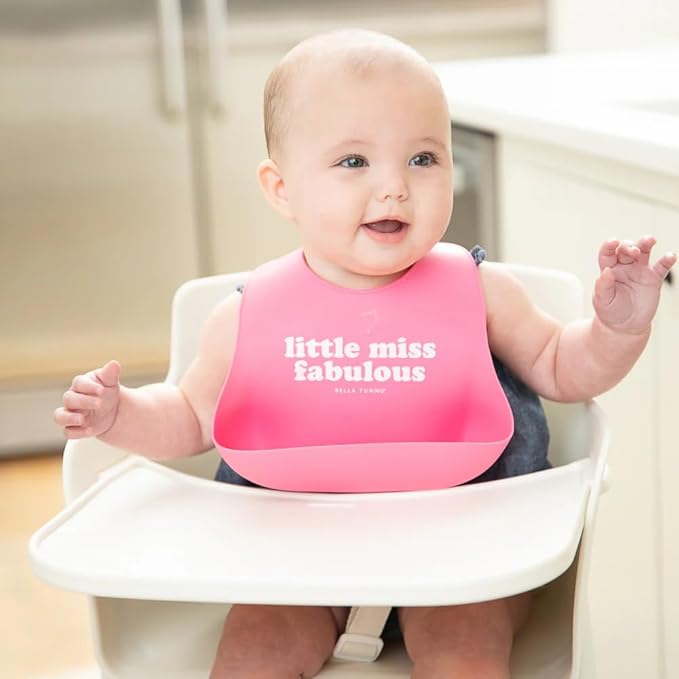 Bella Tunno Wonder Bib - Adjustable Silicone Baby Bibs for Girls, Durable and Waterproof BPA Free Silicone, Little Miss Fabulous