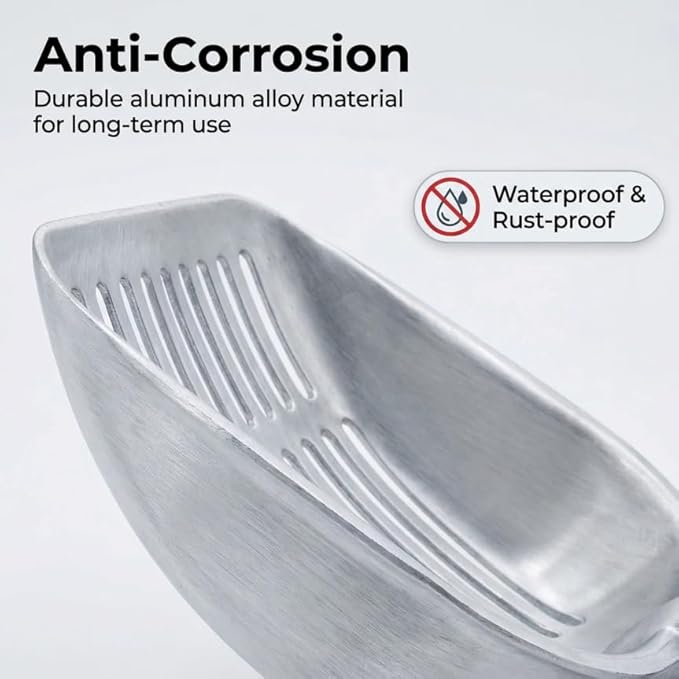 Epargnaro Heavy Duty Cat Litter Scoop with Holder - All Metal Cat Litter Scooper with Holder - Speed Sifter Litter Box Scooper Captures All Clumps - Aluminum Cats Litter Scooper