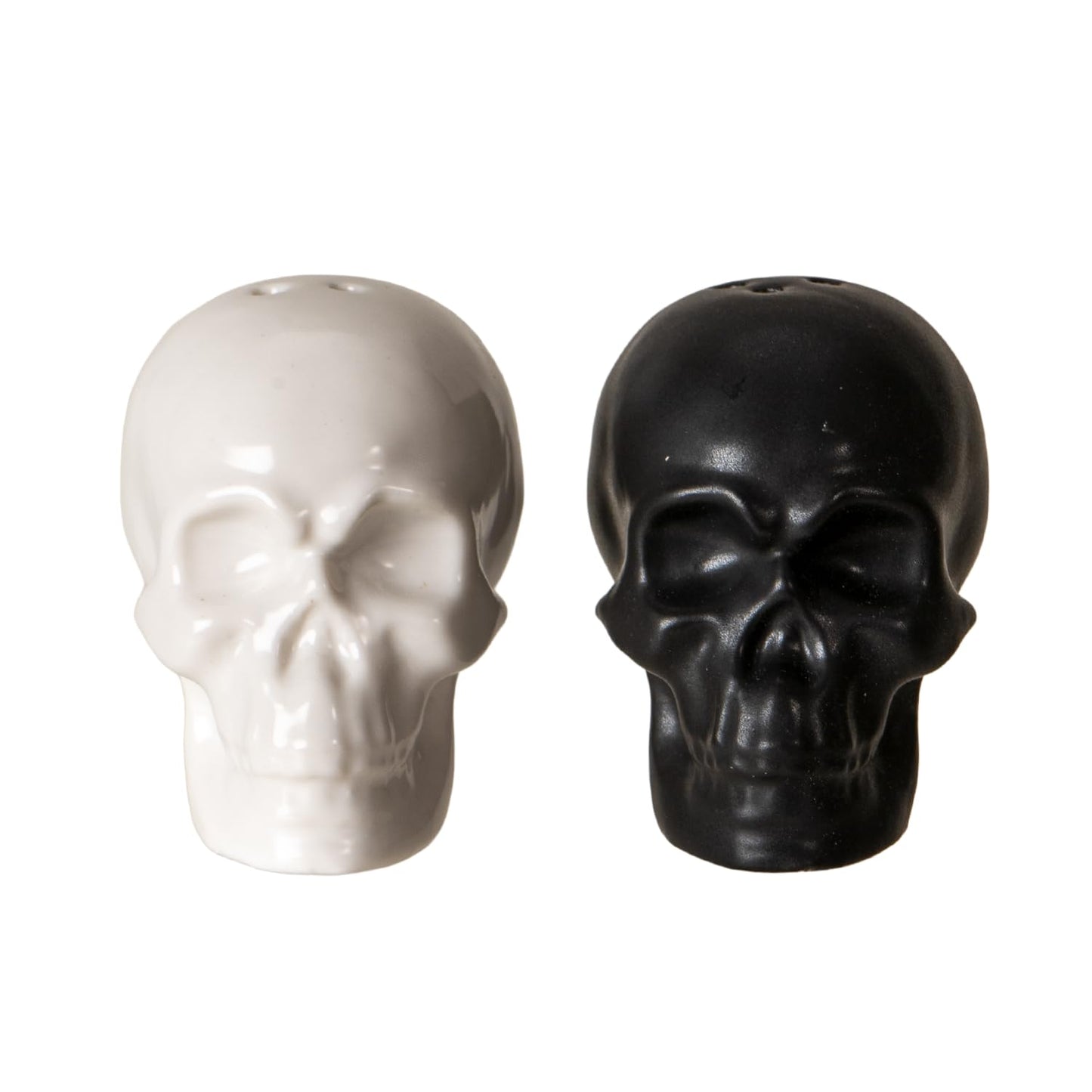 Pacific Giftware Gothic Skull Salt and Pepper Shaker Set Black and White Ceramic Kitchen Tabletop Decor Halloween Horror Collectible Spooky Novelty Gift for Horror and Skull Lovers 2.36"H