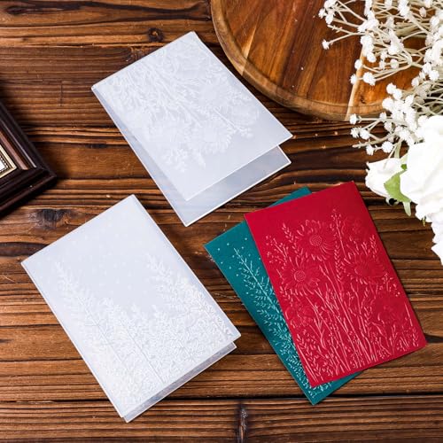 2pcs Embossing Folders, 4.5x6.3 Inch Textured Daisy Flower 3D Tree Woodland Background Plastic Embossing Folders for Card Making Scrapbooking Paper Crafts