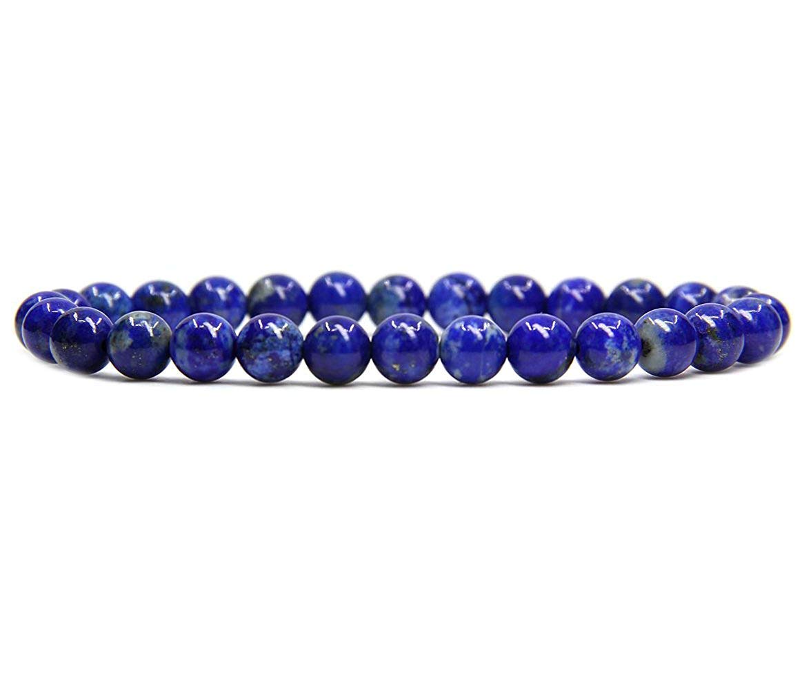 Angelstones Handmade Natural Lapis Lazuli Healing Gemstone 6mm Round Beads Stretch Crystal Bracelet 7 Inch Unisex