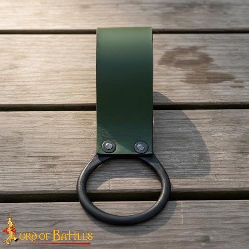 Lord of Battles Medieval Genuine Leather Axe Frog | Axe Holster with Belt Loop | Waist Holder for Axes, Tools - color: Green