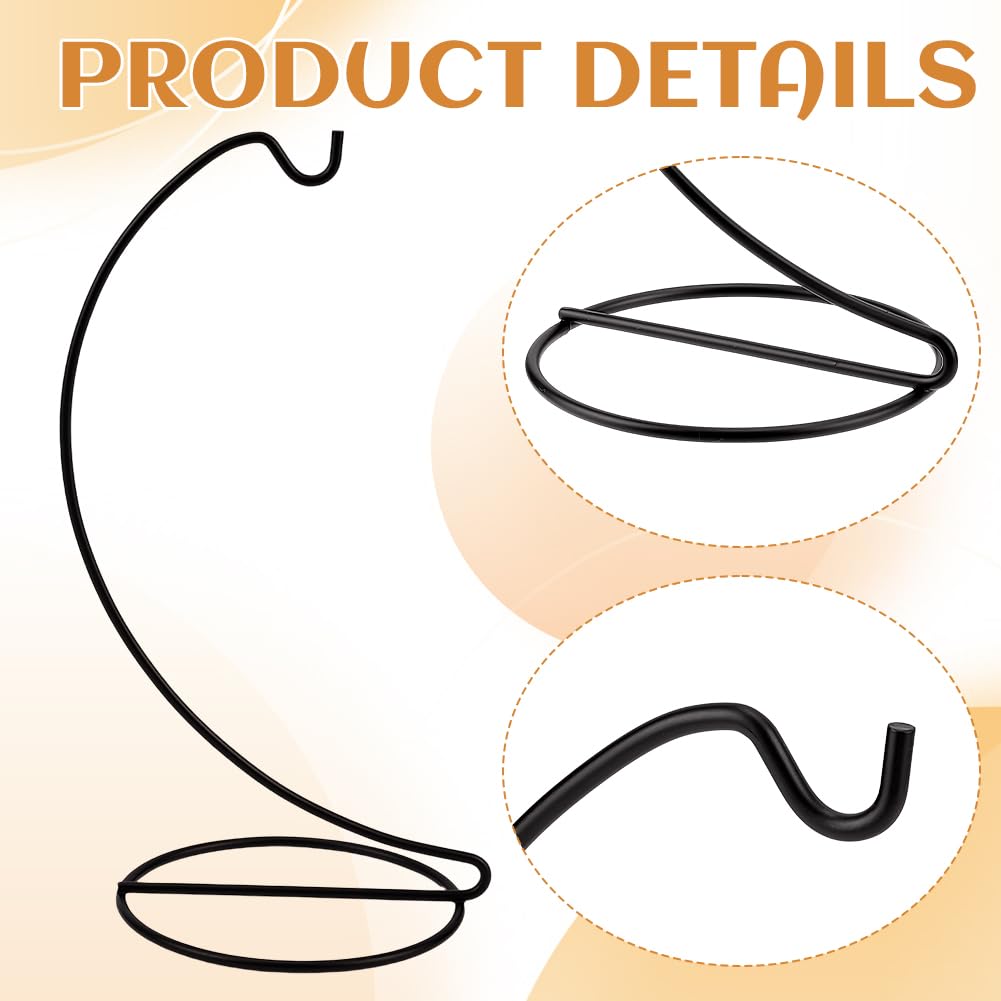 DELORIGIN 2pcs Ornament Display Stand Holder Glass Globe Black Iron Wire Stand Hanging Hook Holder Rack for Christmas Bauble Lanterns Hanging Air Plant Terrarium Witch Ball Decor DIY Craft Display