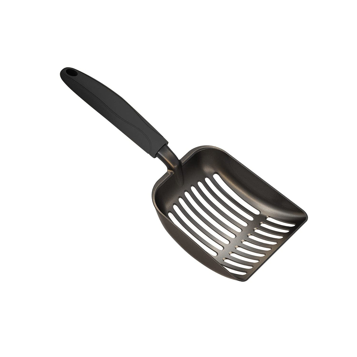 WePet Cat Litter Scoop, Non-Stick Plated Aluminum Alloy Sifter, Kitty Durable Metal Scooper, Deep Shovel, Long Handle, Kitten Pooper Lifter, Size Large, Coated Black Body with Pink Handle