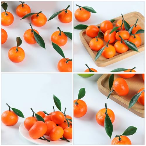 LUOZZY 20pcs Realistic Artificial Oranges Fruit Models Home Decor Photography Props Party Centerpieces Decorative Fake Fruits for Table Display and Styling