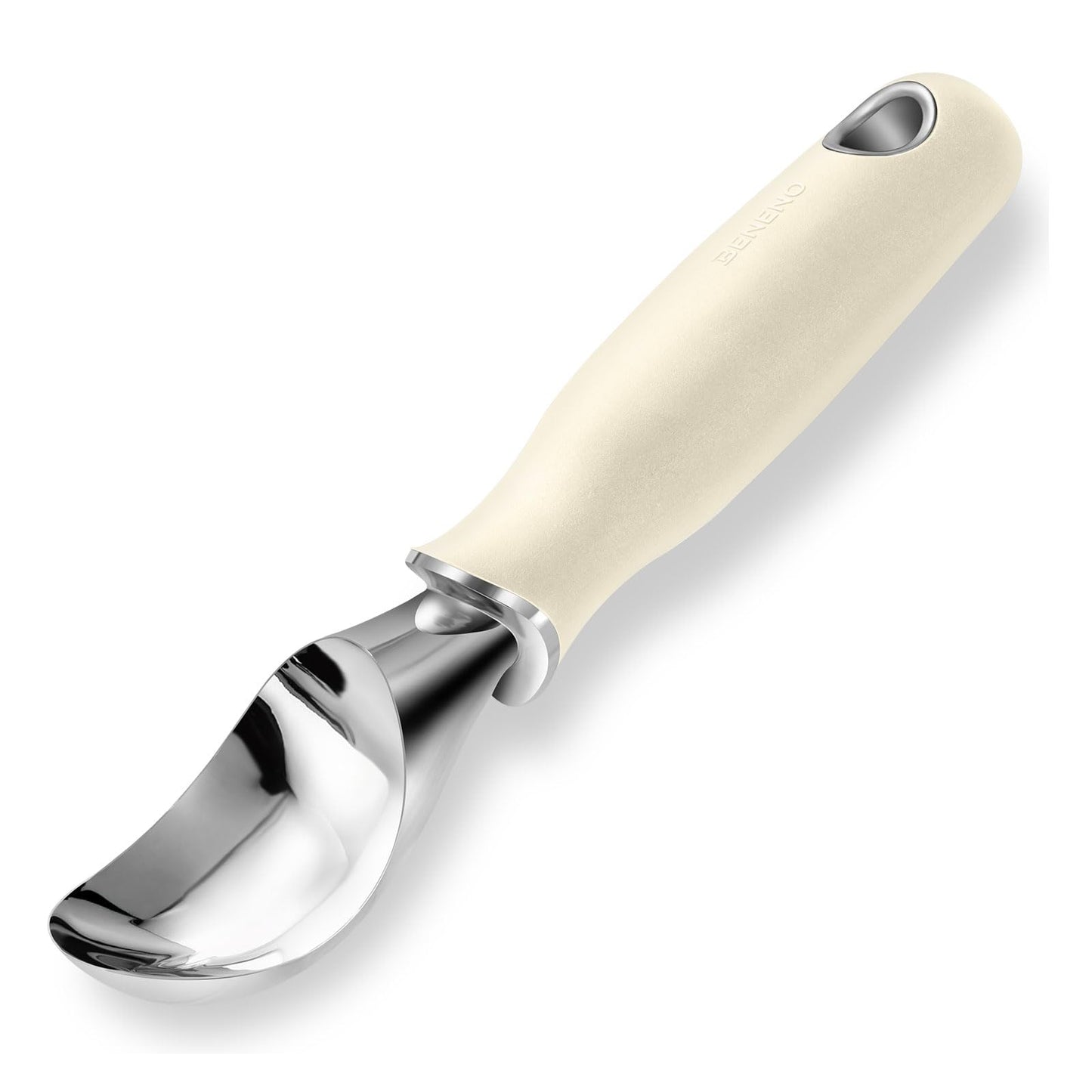 Beneno Heavy Duty Ice Cream Scoop - Upgraded Anti-Fracture Design, Comfortable Grip Long Handle, Effortless Scooping & Dishwasher Safe, Cream