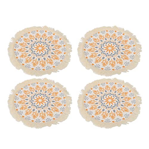 Boho Photography Prop Mat, Boho Decorative Mat with Exquisite Pattern and Tassel Design, Insulation Pad for Table Decoration, Includes 4 Mats for Photo Shoots and DIY Wax