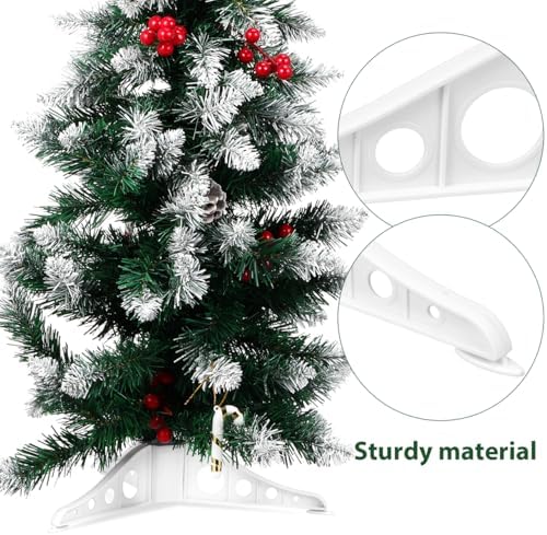 Homoyoyo Christmas Tree Stand White Plastic Artificial Xmas Base Holder for Xmas Holiday Party Tree Decoration