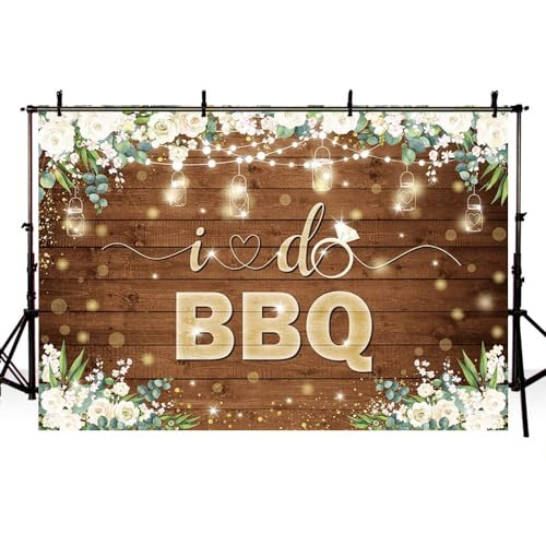 AIBIIN 8x6ft I Do BBQ Backdrop for Adults Men Women Couples Engagement Bridal Shower Boho Wedding Rustic Wooden Photography Background Baby Shower Birthday Party Decorations Banner Photo Booth Props - size: 8x6ft