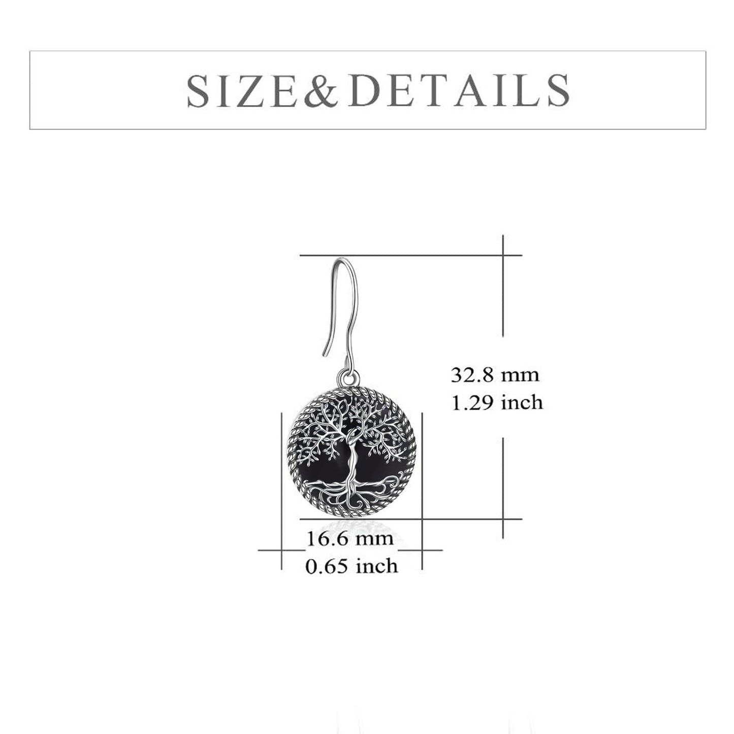 ONEFINITY Black Onyx Tree of Life Earrings Sterling Silver Tree of Life Dangle Drop Earrings Black Onyx Tree Jewelry for Women