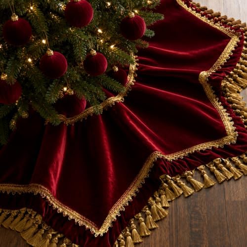 Roowest 48 Inch Classic Christmas Tree Skirt Velvet, Octagon