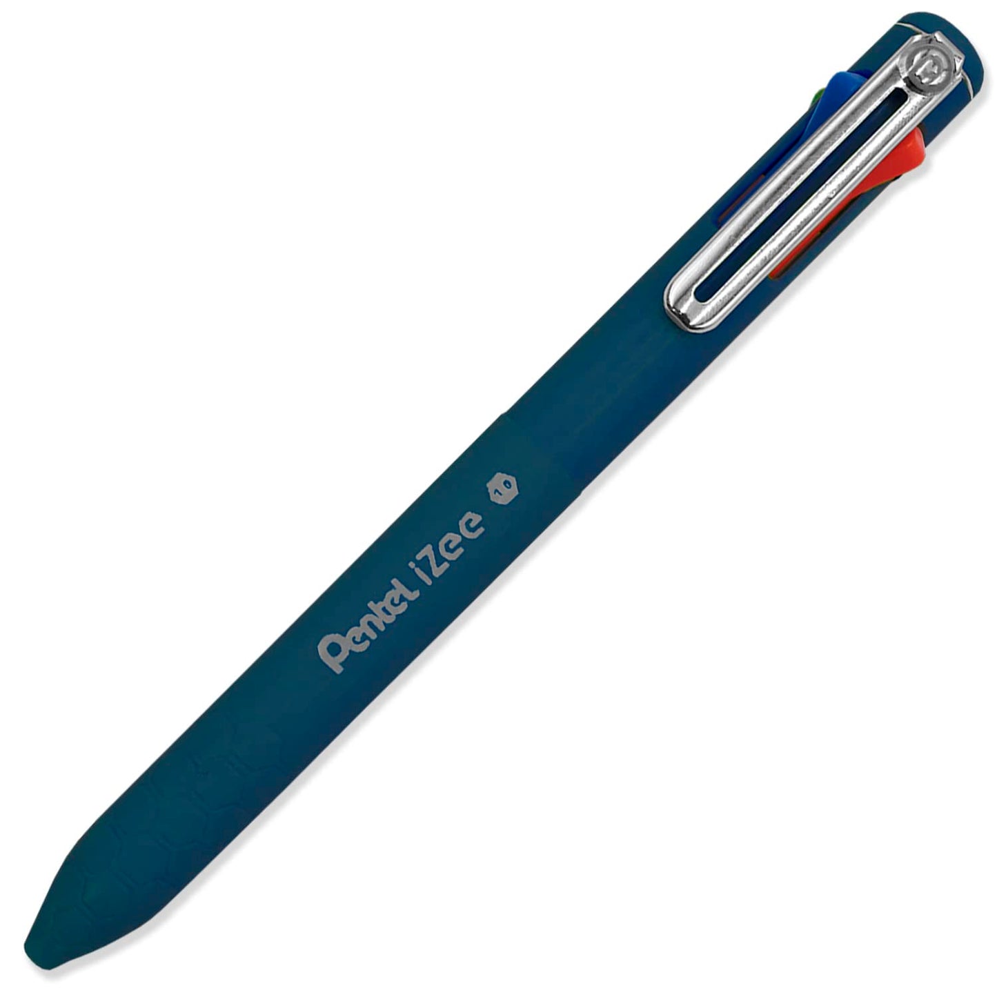 Pentel iZee 4 Colour Ballpoint Pen - Deep Blue Barrel - Multi Ink - Black, Blue, Red & Green Ink - Pack of 3
