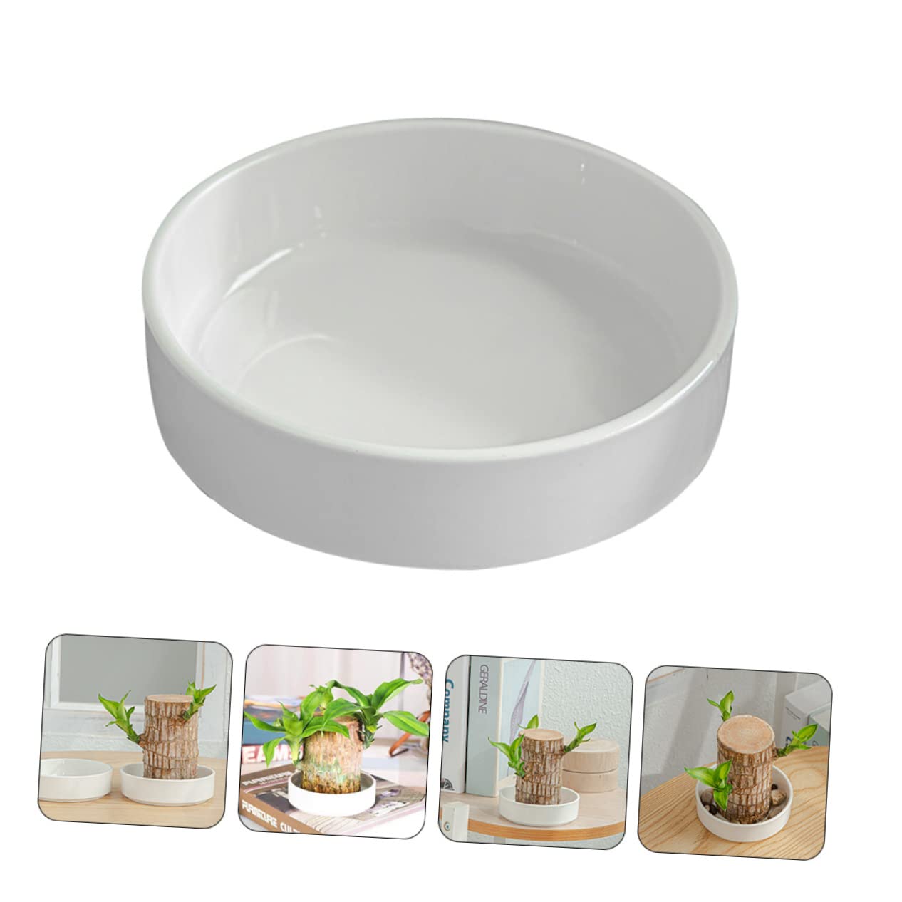OFFSCH Ceramic Plant Tray for Brazilian Wood Pot 2Pcs - Decorative Saucer for Home and Office Easy to Clean Prevents Water Spillage