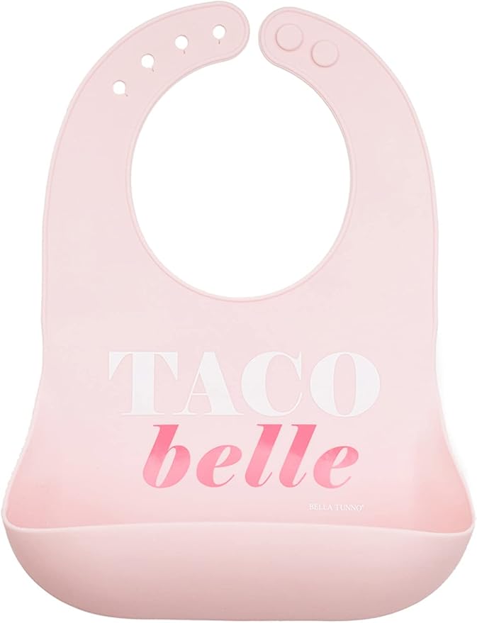 Bella Tunno Wonder Bib - Adjustable Silicone Baby Bibs for Girls, Durable and Waterproof BPA Free Silicone, Taco Bell