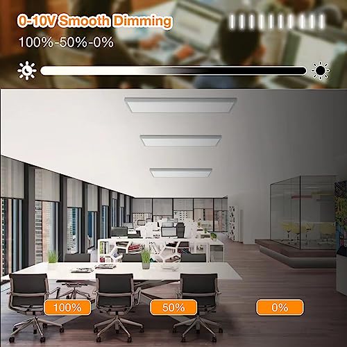 4-Pack 1x4 LED Flat Panel Light Surface Mount, 0-10V Dimmable, 40W-30W-20W & 3000K-4000K-5000K Selectable, for Kitchen, Shop, 100-277V, ETL, White - size: 1x4-4P