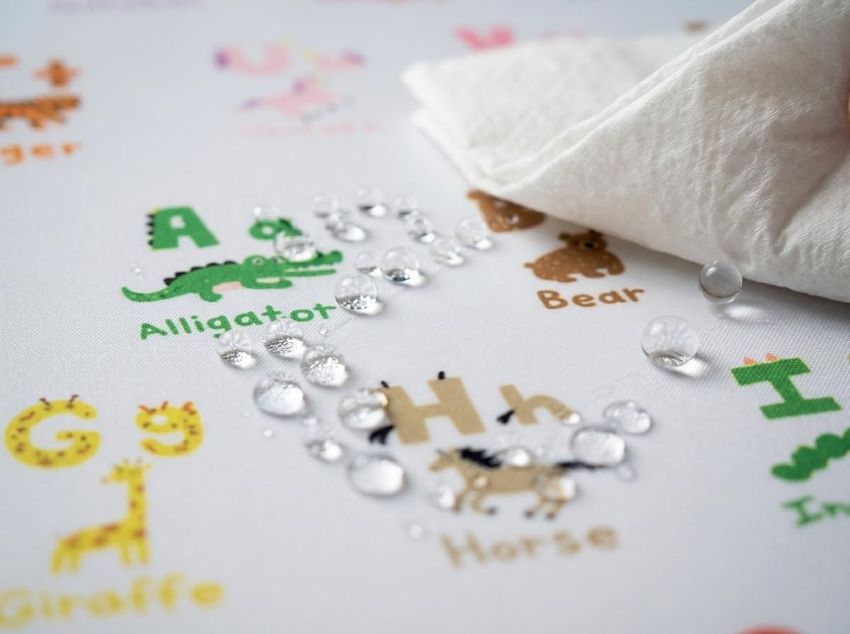 51" Splat Mat for Under High Chair/Arts/Crafts, WOMUMON Baby Washable Spill Mat Waterproof Anti-Slip Floor Splash Mat, Portable Play Mat and Table Cloth