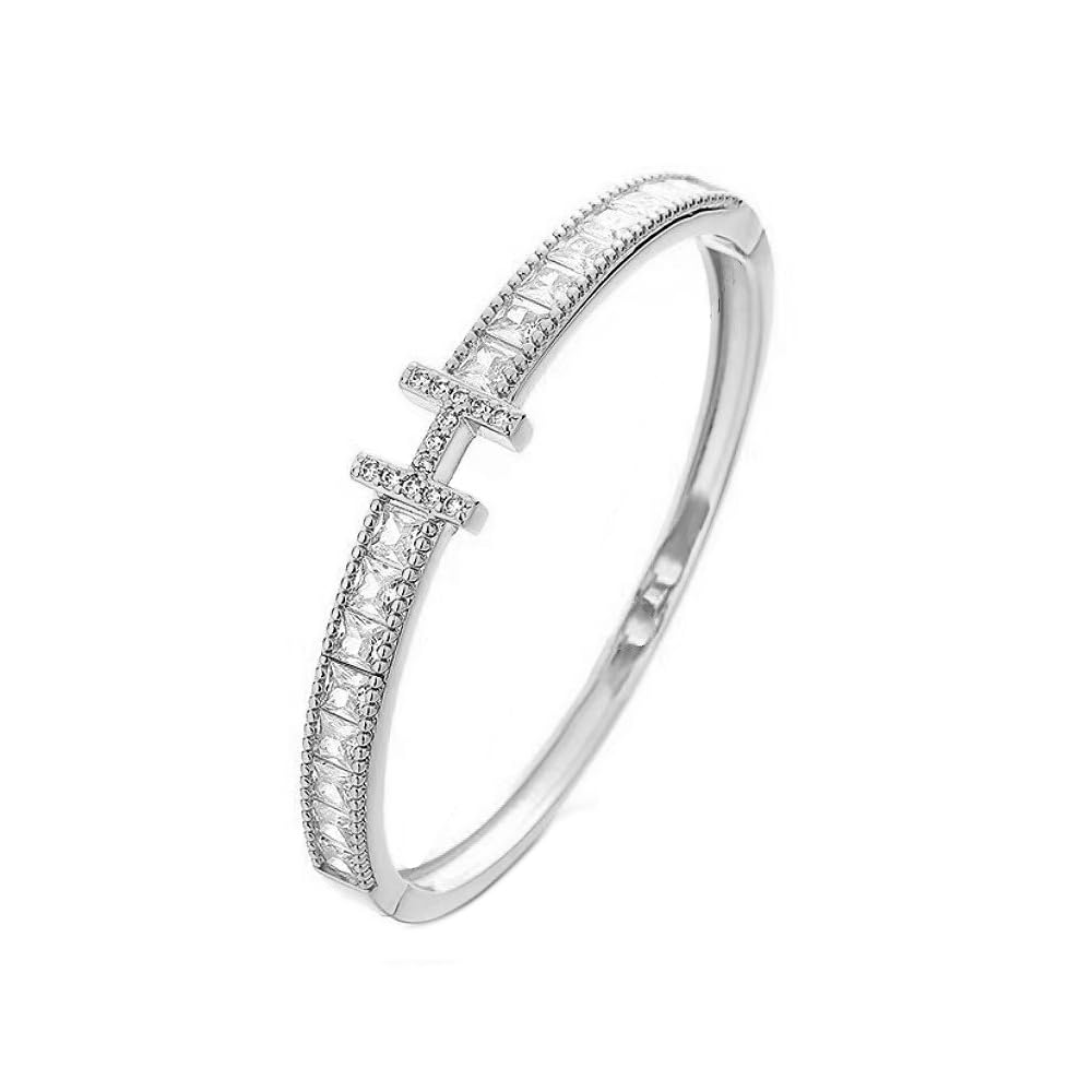 Letter H Bangle Bracelet for Women Personalized Cubic Zirconia Bracelets Love Bangles Bracelets Gifts for Her (S)