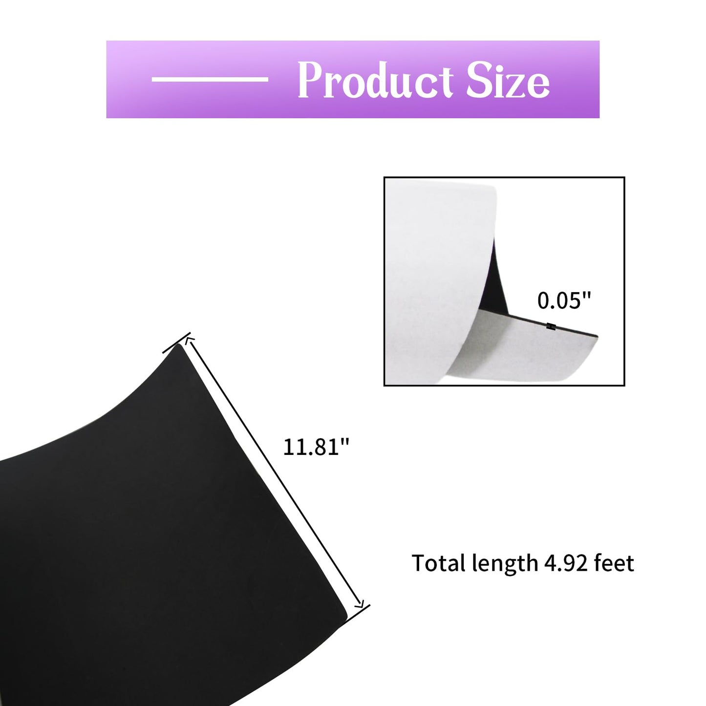 MXCELL Foam Sheets with Adhesive Backing, 11.81 in x 59 in x 1/16 in Black Closed Cell Neoprene Cushion Mat EVA Foam Insulation Padding Soundproof Sheet Rolls for Crafts DIY Projects, Easy to Cut