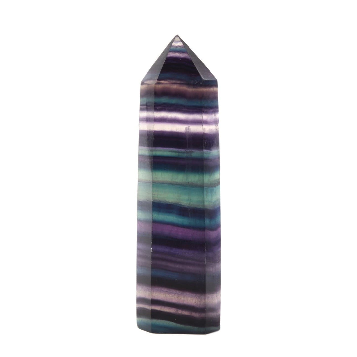 Large Rainbow Fluorite Crystal Tower Healing Crystal Wand For Spiritual Use Hexagonal Point Reiki Chakra Gemstone Home Office Decor
