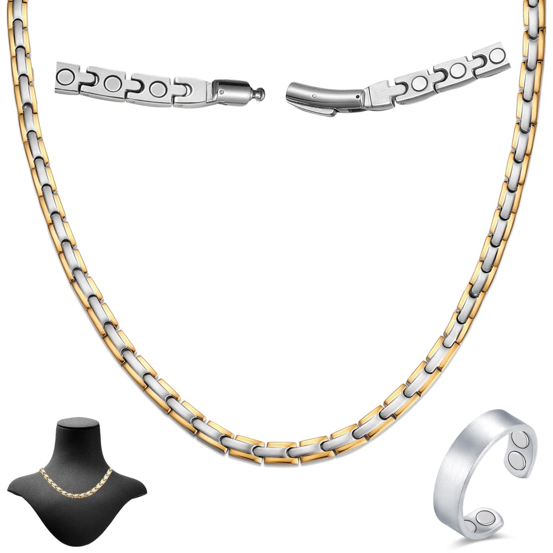 Cigmag Titanium Necklace for Men Women - Magnetic Necklace Ultra Strength Magnets - with Adjustable Sizing Tool and Present Box