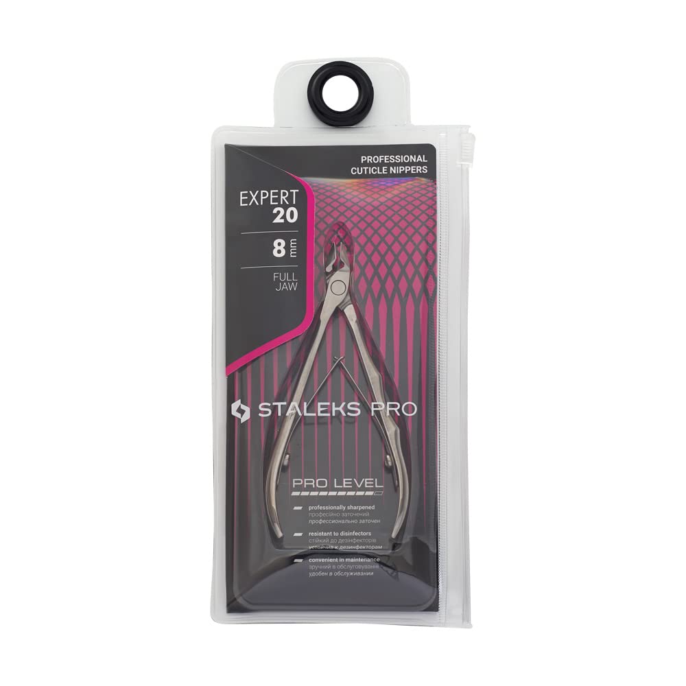Staleks Expert 20 Cuticle Nippers 8 mm – Inclined Blades with Protrusion – Compact Straight Handles for Small Hands