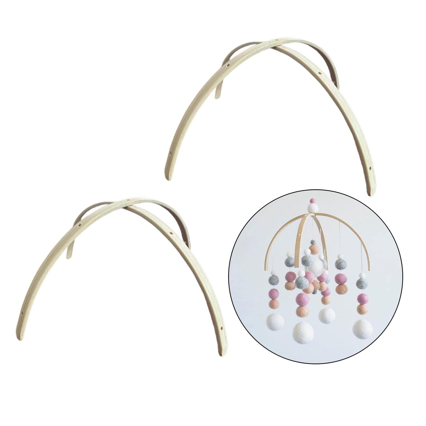 predolo 2 Set Mobile Hanging Frame DIY Baby Mobile Holder Easy Installation Gift Handmade Wooden Frame Kit for Hanging Rattle Newborn
