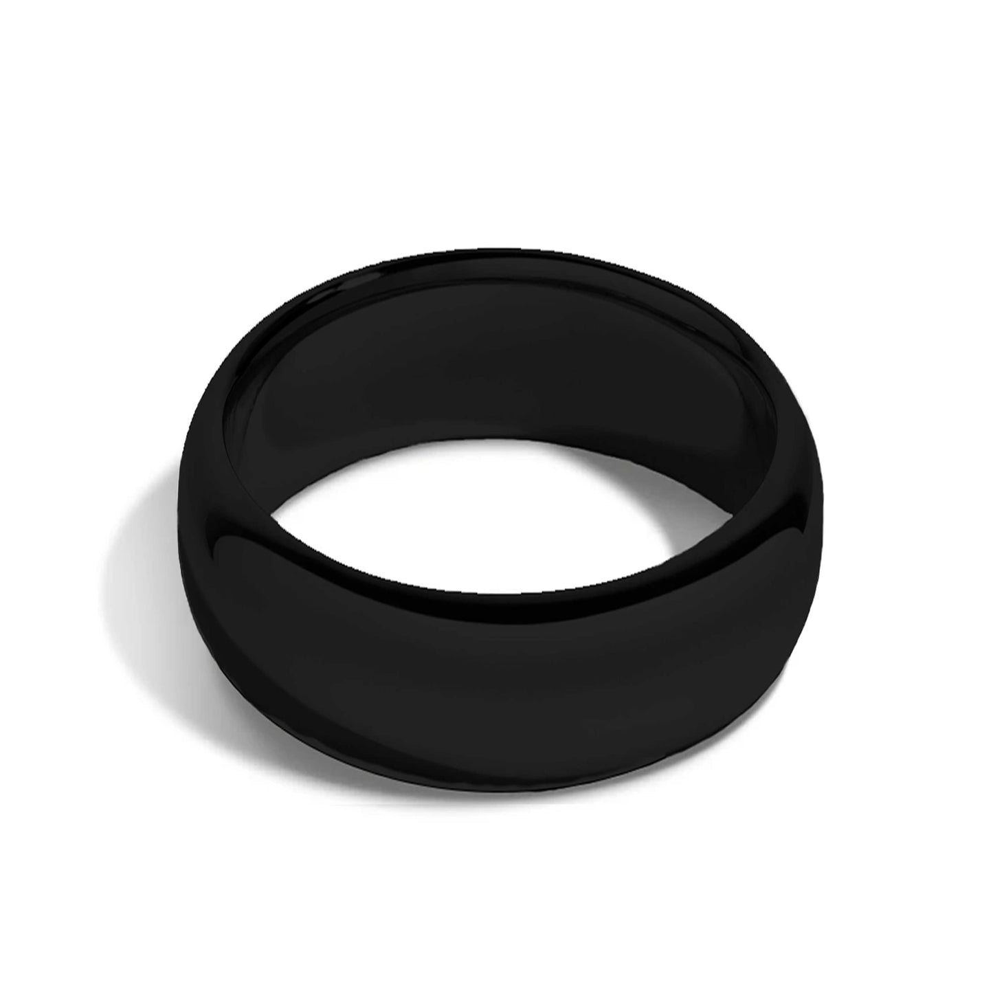 Tioneer Jewelry | Sterling Silver Plain Dome Wedding Band | Wedding Band for Women & Men | Sterling Silver Jewelry, Black, 8mm, Size 7