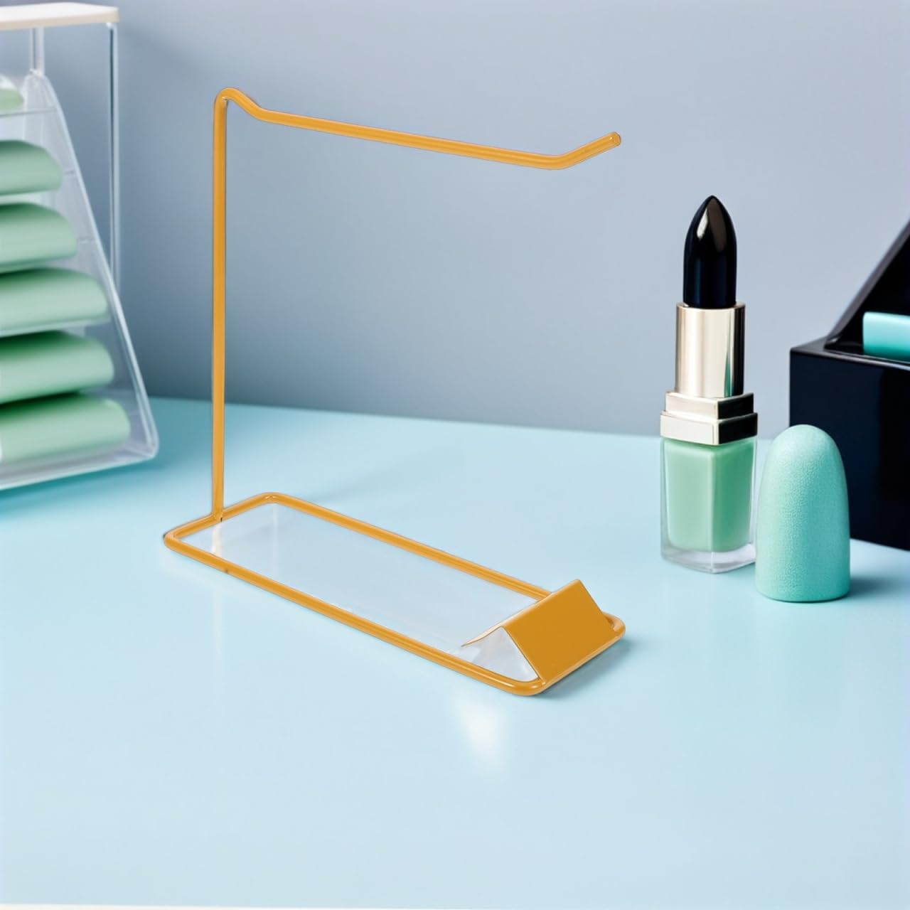 COOPHYA 3Pcs Gold Nail Art Display Rack Iron Nail Color Chart Stand Gel Polish Sample Stick Holder for Manicure Salons and
