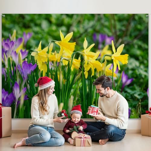 5x7ft Photography Backdrop Springtime Bunch Wild Yellow Daffodil Narcissus pseudonarcissus Photo Backdrop Photography Background for Photoshoot Portrait Video Party Photo Studio Prop Booth - color: Color2