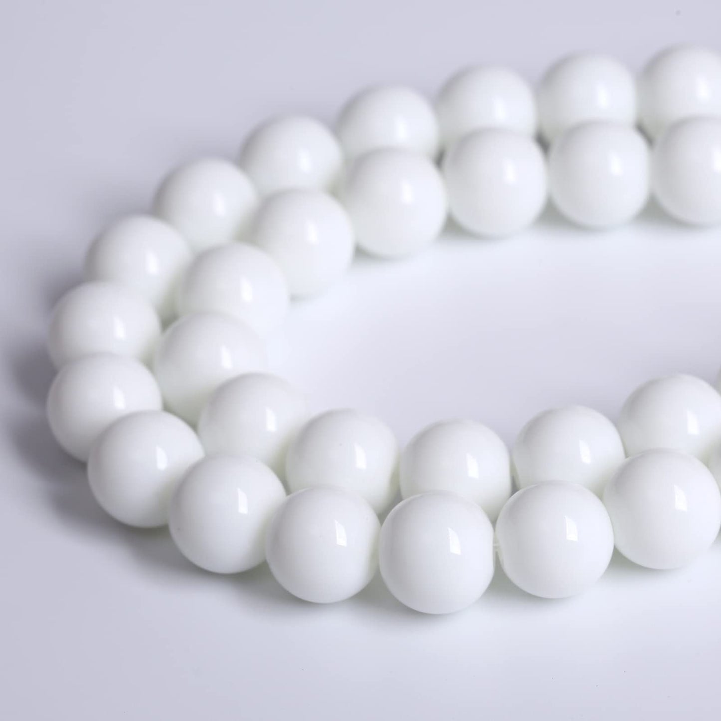 8mm 48pcs Natural White Porcelain Agates Stone Round Beads for Jewelry Making Spacer Loose Spacers Beads DIY Bracelets 15" Strand